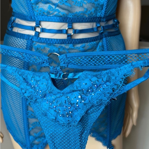 Blue Sapphire embellished Swarovski Corset with thong Small - Picture 5 of 6